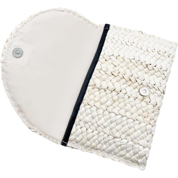 COPY - Women Cream Woven Straw Beach Handbag Envelope Clutch Rattan Clutch - Picture 5 of 7